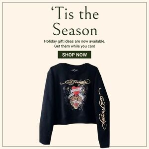 NWT Ed Hardy Black Tiger Love Runs Wild Crop Pullover Sweatshirt NWT Size XL